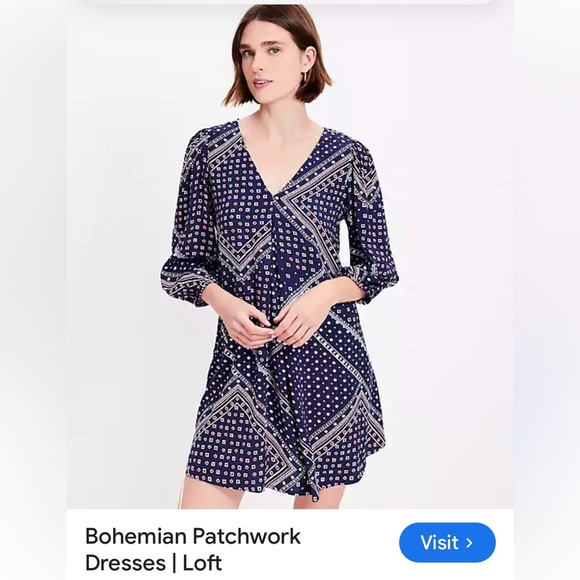 Loft‎ Bohemian Patchwork Swing Dress. Worn 2-3x-excellent condition - Picture 1 of 6